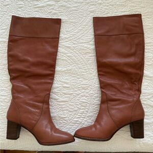 J. Crew tall brown leather boots. Size 9. Narrow.